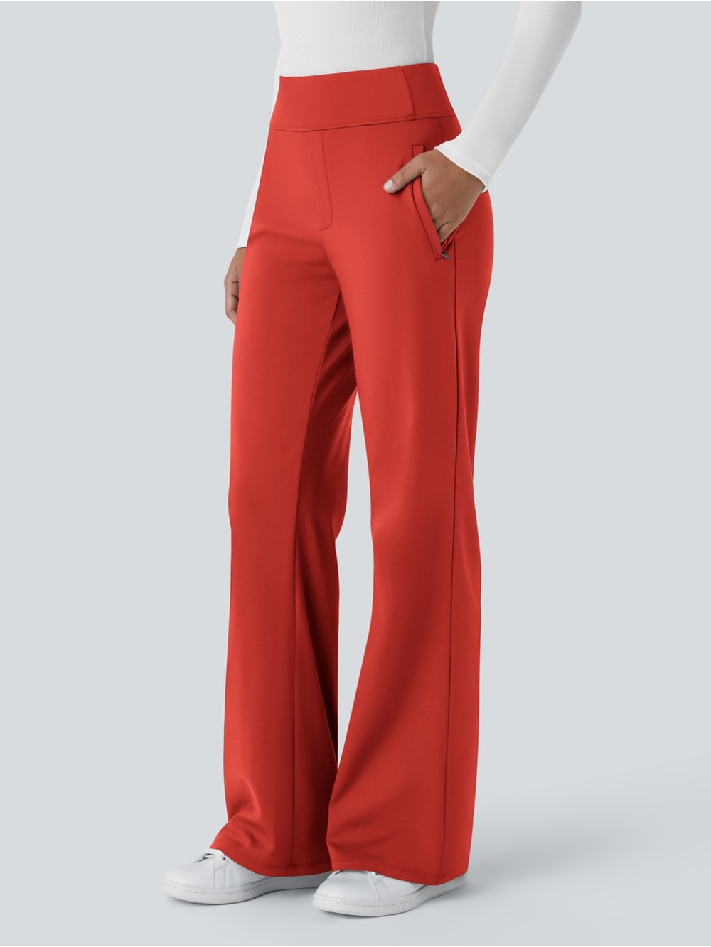 Halara Daystretch Poppy Red Zip Pocket Work Tall Pants Large NEW